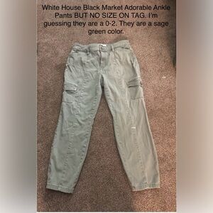 Women’s White House Black Market Ankle Pants Cargo Pants in Olive Green